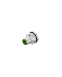Sockets • Male connector axial • Back panel mounting • M12x1 • 4- pos. • 5,5 mm • D-coded • Solder pin • Unshielded  PG9 • Unshielded