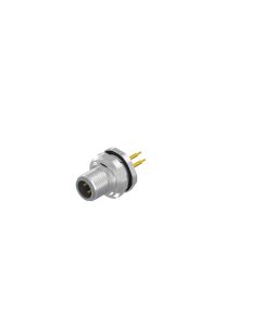 Sockets • Male connector axial • Back panel mounting • M12x1 • 4- pos. • 12 mm • A-coded • Solder pin • Unshielded  M16x1,5