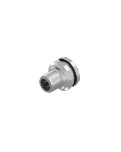 Sockets • Male connector axial • Back panel mounting • M12x1 • 4- pos. • 5,5 mm • A-coded • Solder pin • Unshielded  M16x1,5