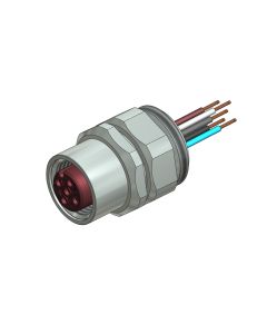 Flansch • Positionierbar • M12x1 • 5-pol. • A-codiert • Litze • AWG24 • M16x1,5 • Kupplung axial • Einbauflansch • 0,5 m