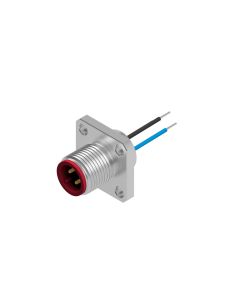 Flansch • Frontmontage • M12x1 • 4-pol. • A-codiert • Litze • AWG24 • Stecker axial • Vierkantgehäuse 20 mm • 0,5 m