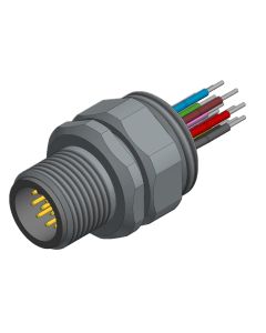 Flansch • Stecker axial • Frontmontage • M12x1 • 12-pol. • A-codiert • Litze • AWG26 • Ungeschirmt  M16x1,5