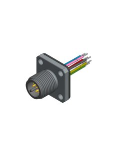 Flansch • Stecker axial • Frontmontage • M12x1 • 8-pol. • A-codiert • Litze • AWG24 • Ungeschirmt  M12x1