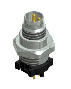 Flansch • Stecker axial • Frontmontage • M8x1 • 3-pol. • 9 mm • A-codiert • THR • Ungeschirmt