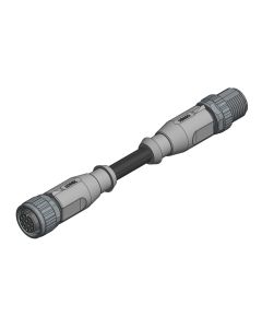 Kupplung axial • A-codiert • Verbindungsleitung • M12x1 • 12-pol. • 0,3 m • 0,14 mm² • TPU halogenfrei hochflexibel