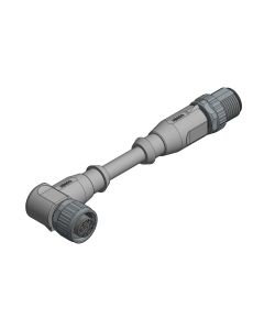 Female connector angled • A-coded • Double ended • M12x1 • 6-pos. • 3 m • 0,25 mm² • PVC • Unshielded