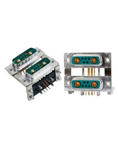 D-SUB Combination Dual Port • 5W1/5W1 • Dual port socket upper / Socket bottom • Solder pin angled