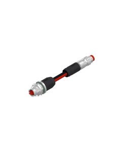 Kupplung axial • P-codiert • Flansch mit Leitung • M8x1 • 4-pol.+PE • 0,3 m • 2x2xAWG22 • PUR geschirmt, Cat 5e • Geschirmt • Steckverbinder umspritzt • Hinterwandmontage • Geschirmt  M8x1