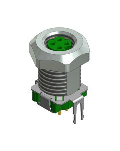 Flansch • Frontmontage • M8x1 • 4-pol. • 13 mm • D-codiert • Printanschluss • Geschirmt  M12x1 • Kupplung axial • Einbauflansch 2-teilig • Geschirmt