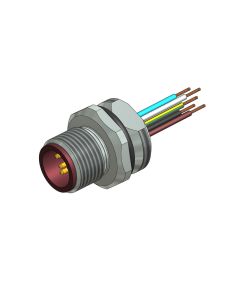 Flansch • Frontmontage • M12x1 • 4-pol. • A-codiert • Litze • AWG24 • M16x1,5 • Stecker axial • Einbauflansch • 0,5 m