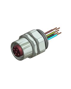 Sockets • Positioning • M12x1 • 4- pos. • A-coded • Wire • AWG24 • M16x1,5 • Female connector axial • 0,5 m