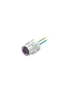 Sockets • Female connector axial • Front panel mounting • M12x1 • 4- pos. • B-coded • Wire • AWG24 • Shielded  M16x1,5 • 0,5 m • Shielded