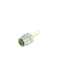 Sockets • Female connector axial • Front panel mounting • M12x1 • 4- pos. • D-coded • Wire • AWG24 • Shielded  M16x1,5 • 0,5 m • Shielded