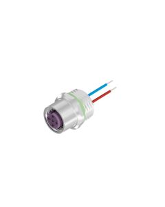 Sockets • Female connector axial • Front panel mounting • M12x1 • 4- pos. • B-coded • Wire • AWG24 • Shielded  PG9 • 0,5 m • Shielded