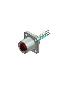 Sockets • Front panel mounting • M12x1 • 4- pos. • A-coded • Wire • AWG24 • Male connector axial • Square flange 20 mm • 0,5 m