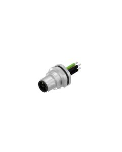 Flansch • Stecker axial • Hinterwandmontage • M12x1 • 3-pol.+PE • S-codiert • Litze • 1,5 mm² • Ungeschirmt  M16x1,5 • 0,5 m