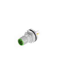 Flansch • Hinterwandmontage • M12x1 • 4-pol. • D-codiert • Litze • Geschirmt • Stecker axial • Einbauflansch • 0,5 m