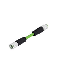 Female connector axial • D-coded • Double ended • M12x1 • 4- pos. • 1,5 m • AWG22 • TPU UL • Shielded
