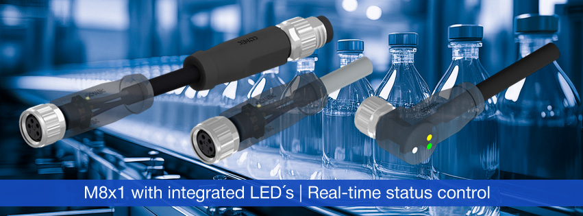 M8 senbsor connectors wirth 2 or 3 LED´s